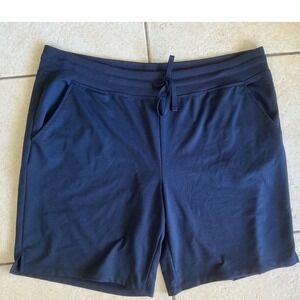 Athletic Works Knit Shorts Womens XXL 20 Navy Blue Excellent Drawstring Pockets